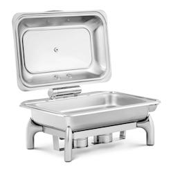 Helloshop26 - Chafing dish gn 1/1 professionnel à fond plat (acier inoxydable, verre trempé, 8,5 l, 1 récipient gn 1/1, poignée cool 14_0004236 -_0