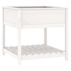 Helloshop26 - Jardinière bac lit surélevé plantes fleurs terrasse jardin avec étagère 82,5 x 82,5 x 81cm bois massif de pin blanc 02_0038412 - 30_0