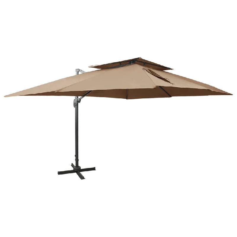 Helloshop26 - Parasol de jardin en porte-à-faux ajustable inclinable 400 x 300 x 274 cm design moderne taupe en polyester 02_0046503 - aluminium 3000_0