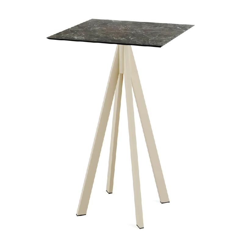 Infinity mange-debout avec piètement sable + plateau HPL Galaxy Marble 70x70 cm_0