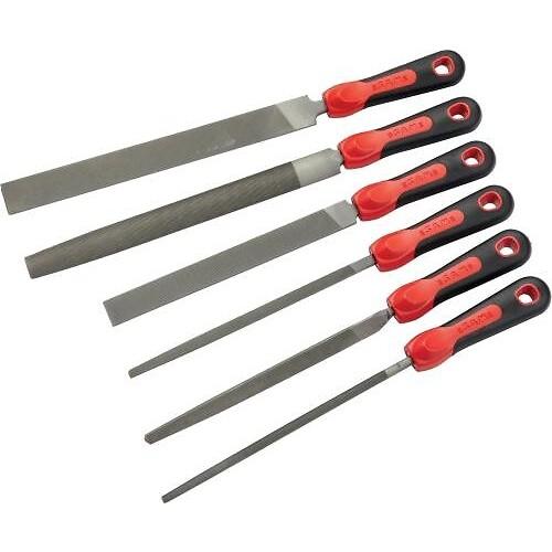 JEU DE 6 LIMES EMMANCHÉES - AVEC MANCHE BI-MATIÈRE SAM OUTILLAGE