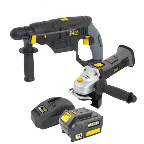 KIT MACHINES POUR GROS OEUVRE + BATTERIE 4,0 AH + CHARGEUR FARTOOLS