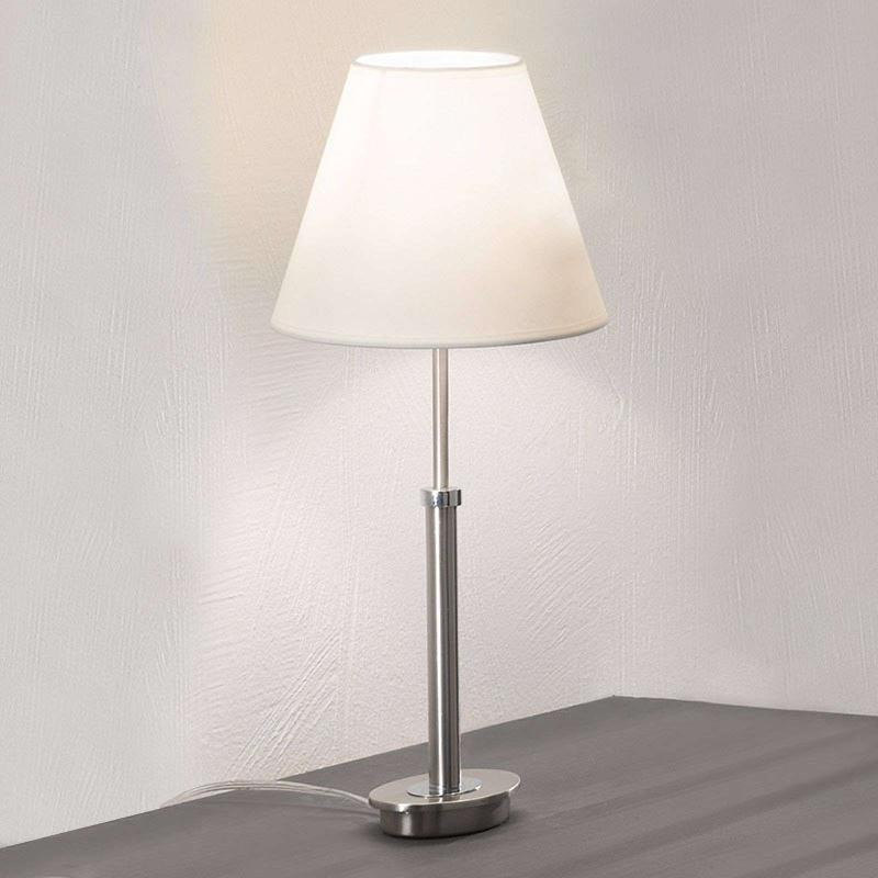 ORION LAMPE À POSER LILLY NICKEL ABAT-JOUR TISSU, 22 CM