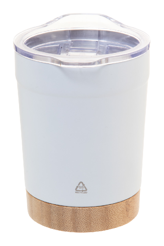 Mug thermos isotherme - double paroi acier inoxydable recyclé - base bambou - 300 ml_0