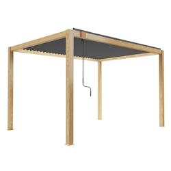 Oviala Business Pergola bioclimatique autoportée 3 x 4 m en aluminium effet bois - Oviala - gris aluminium 110871_0