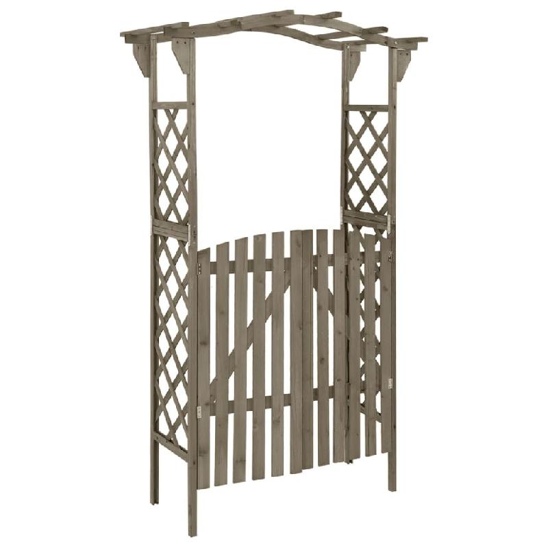 Pergola avec portail 116x40x204 cm Gris Bois de sapin massif Modèle AbriÉté 47 - 316393_0