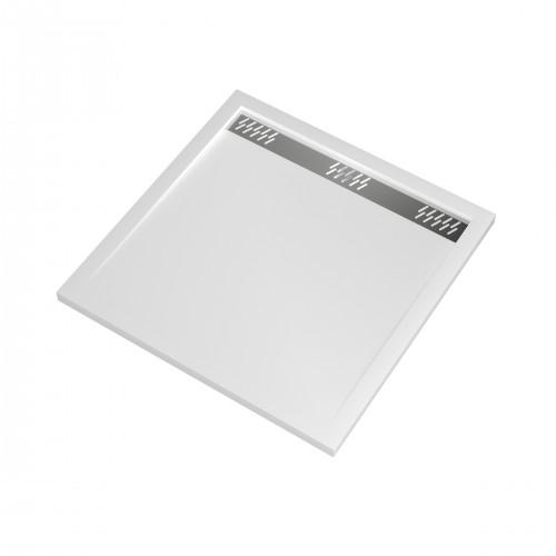 RECEVEUR DE DOUCHE EXTRA PLAT BLANC AVEC CANIVEAU - 90 X 90 CM - PURE 2 AURLANE
