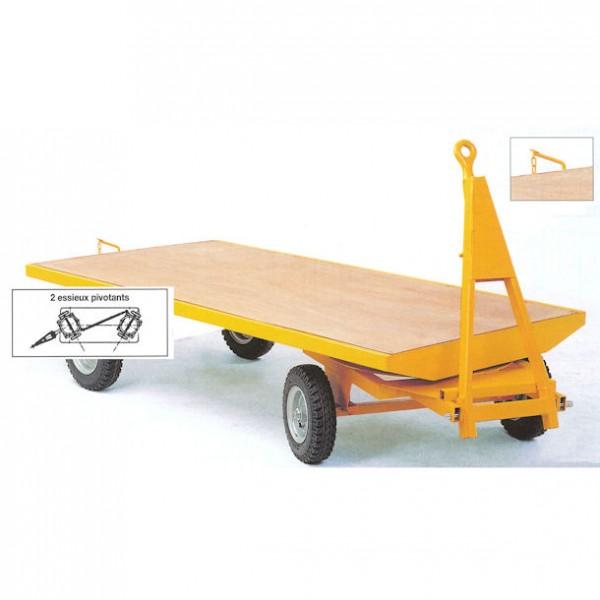 Remorque industrielle 2 essieux directeurs - roues semi-élastiques - timon directionnel - marque Rolléco_0