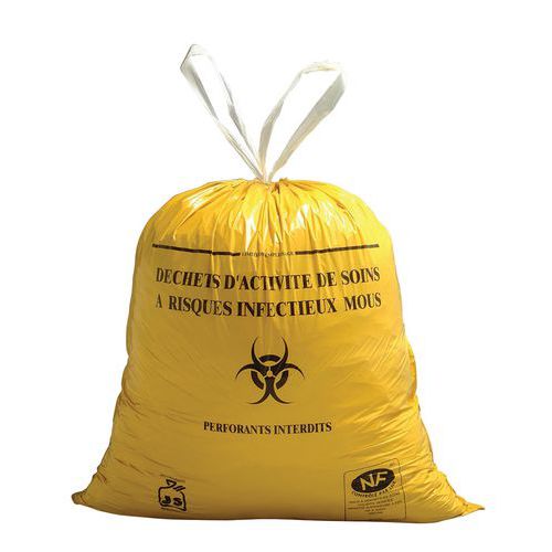 SAC POUBELLE JAUNE DASRI LIENS COULISSANTS - 50 L - JETSAC