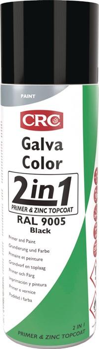 Spray laque protectrice 2 en 1 - GALVACOLOR noir foncé RAL 9005 - Bombe aérosol CRC 500 ml_0