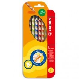STABILO EASY COLOR ETUI DE 6 CRAYONS DE COULEUR ERGONOMIQUE ASSORTIS SPÉCIAL GAUCHER - BOIS CERTIFIÉ FSC