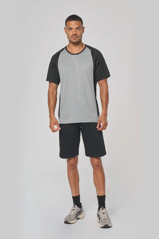 T-shirt de sport bicolore manches courtes unisexe - 100% polyester - Réf: PA467_0