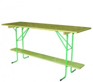 Table comptoir Féria - pliante, empilable, plateau en pin massif, pieds en acier tubulaire_0