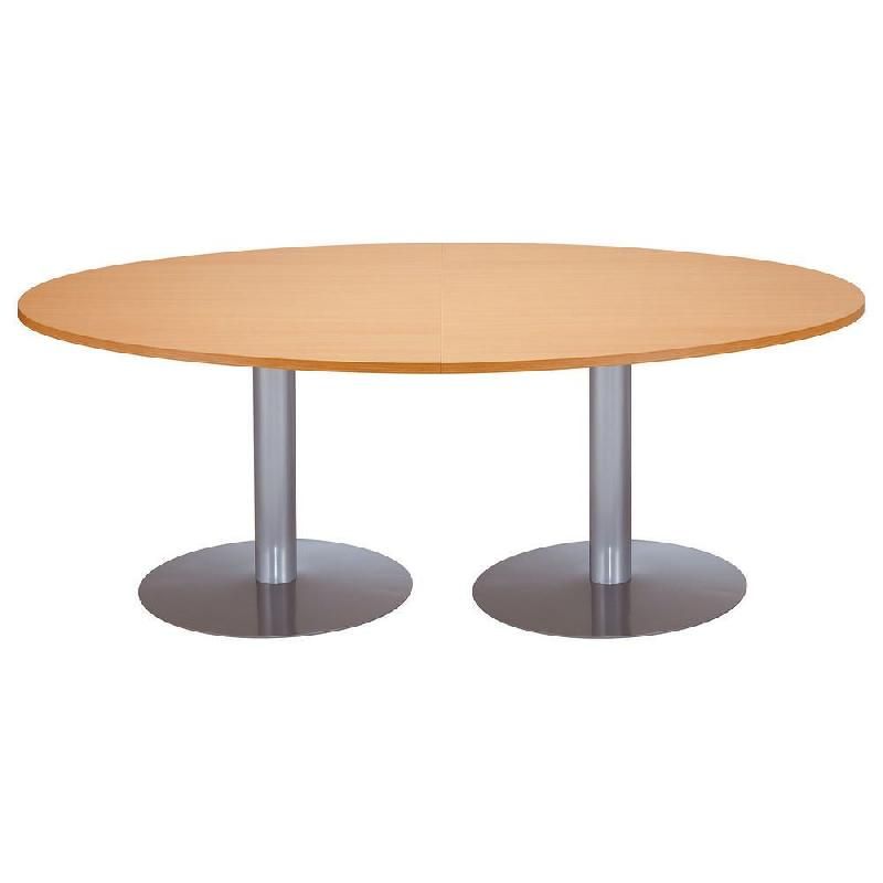 TABLE MODULAIRE OVALE - PIÈTEMENT TULIPE BLANC - PLATEAU CÈDRE