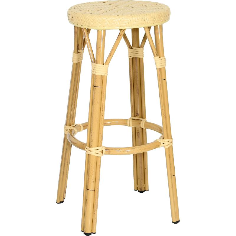 Tabouret THOUARS en aluminium et rotin avec tressage en nylon - extérieur bistrot_0