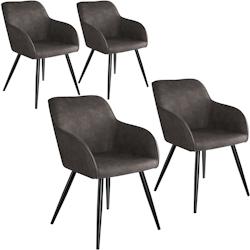 Tectake 4 Chaises Marilyn tissu - gris foncé-noir -404079 - gris plastique 404079_0