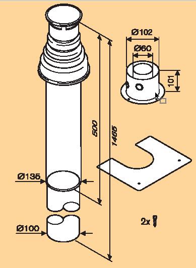 Terminal horizontal diamètre 60/100 pour chaudière condensation seule blanc colis azb1110 réf 7736200349_0