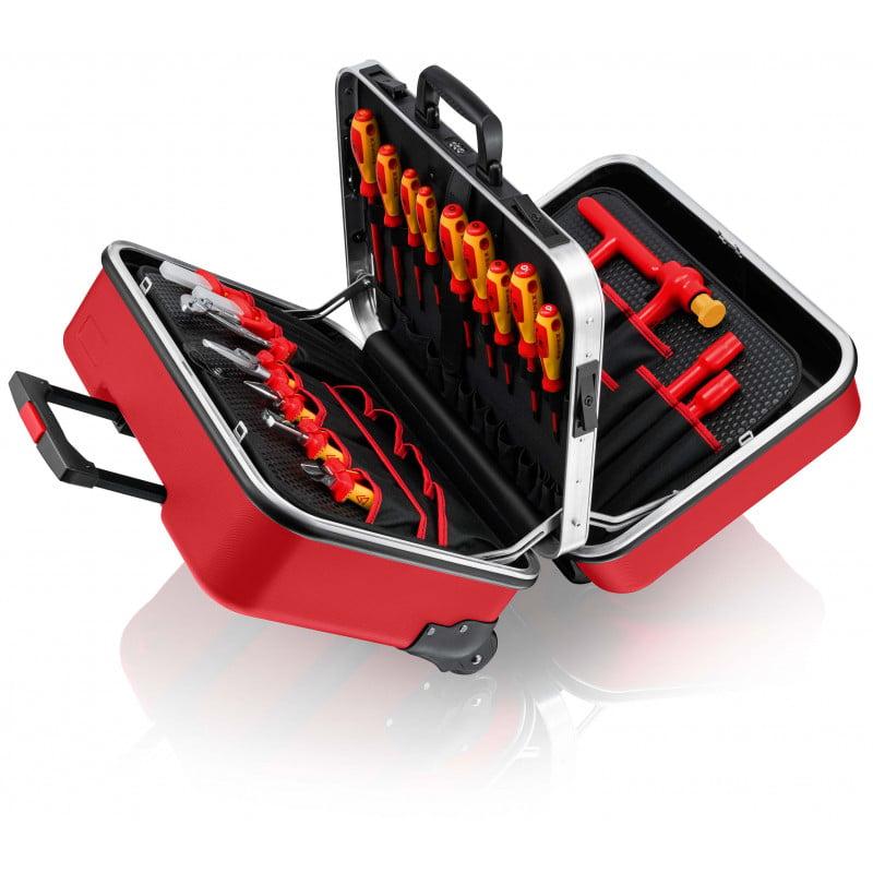 Valise 42 outils pour électricien isolés 1000V - A double compartiment - rouge - KNIPEX | 98 99 15_0