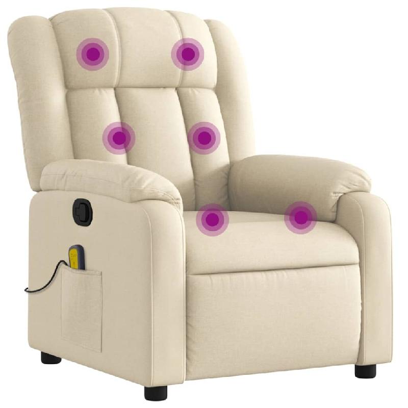 VidaXL Fauteuil de massage inclinable crème tissu Modèle Derlonora - 8721012182677_0