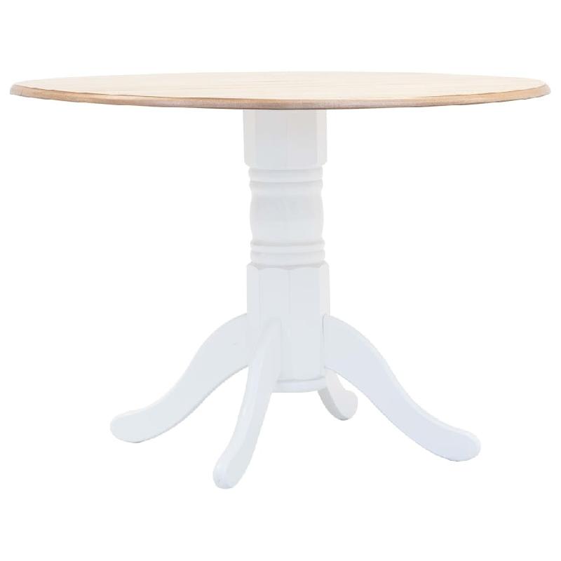 VidaXL Table à manger Blanc et marron 106 cm Bois d'hévéa massif Modèle Zenith Prestige Plus - 247354_0