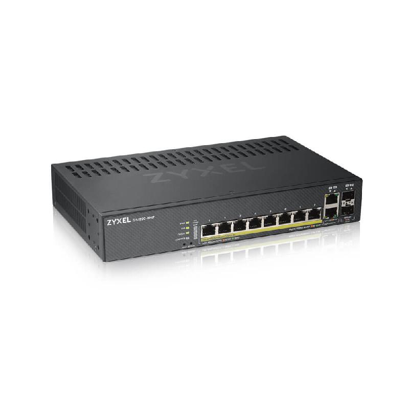 Zyxel GS1920-8HPV2 Géré Gigabit Ethernet (10/100/1000) Noir Connexion Ethernet, supportant l'alimentation via ce port (PoE)_0