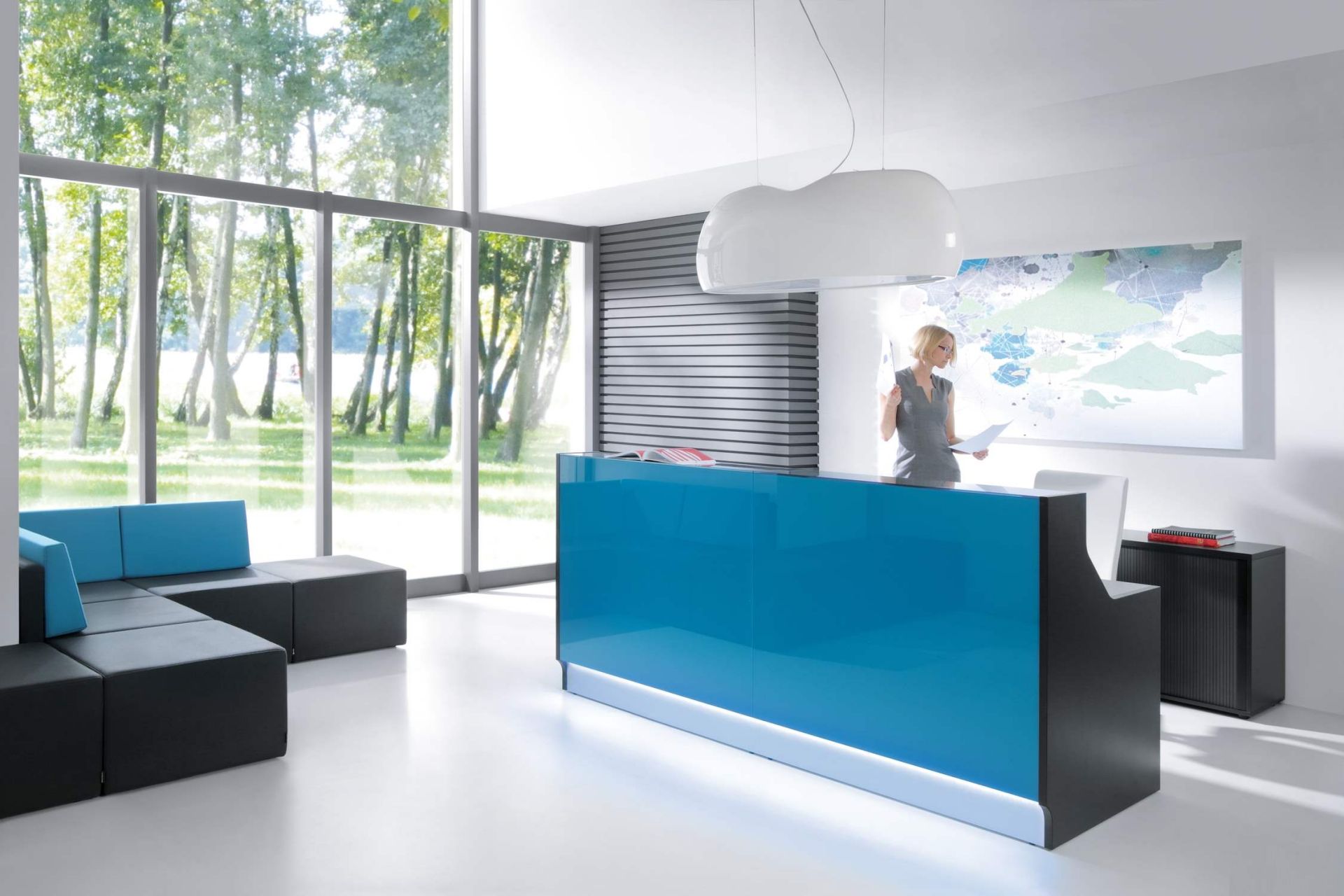 Banque d'accueil ligna en verre laque, design_0