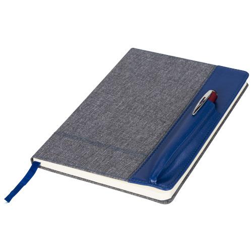 Cahier A5 avec côté PU Heathered - 80 feuilles lignée - tissu et PU_0