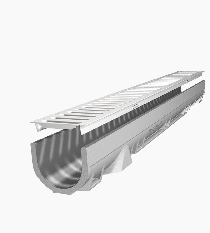 Caniveau Filcoten Robuste - Soleno - Béton Composite Renforcé de Fibres avec Grille en Acier Galvanisé_0