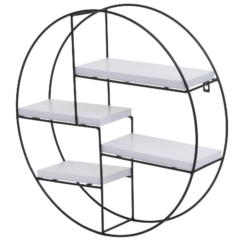 Décoshop26 - Étagère murale 4 niveaux style industriel en bois massif blanc et métal 45 x 45 x 11 cm 04_0008660 - métal 3000262666232_0
