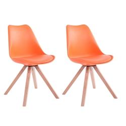 Décoshop26 - Lot de 2 chaises de salle à manger scandinave synthétique orange pieds bois CDS10024 - 3000233378461_0