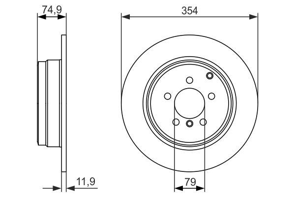Disque de frein Bosch 0986479612 - arrière, plein, 5 trous, épaisseur 11,9 mm_0