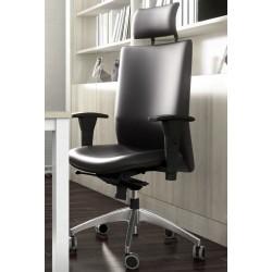 Fauteuil de direction en cuir noir - modèle M08 - Mobel Linea_0