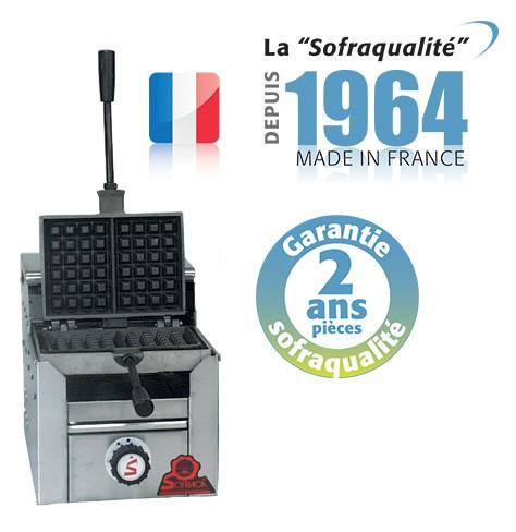 Gaufrier forain réversible gaz - 1 fer - 24 alvéoles - Fabrication française - Plaques en fonte grise_0