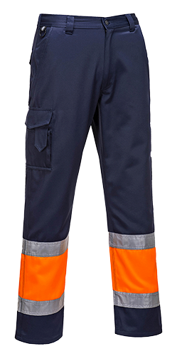 Pantalon de combat haute visibilité bicolore orange/marine E049 - Taille XXL - Certifié CE - Bandes réfléchissantes - 8 poches_0