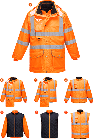 Parka traffic HV 7-en-1 RIS orange RT27 - capuche amovible - bandes réfléchissantes - taille L_0