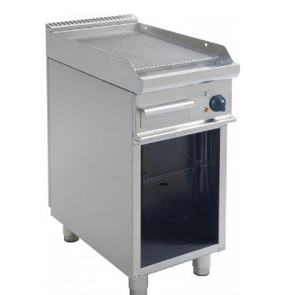 Plancha électrique sur meuble - rainurée - 5,4 kW/400 V - 400x700x850 mm - plaque de cuisson en acier poli_0