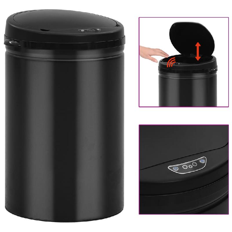 Poubelle à capteur automatique 30 L - acier au carbone noir - modèle 02_0006075_0