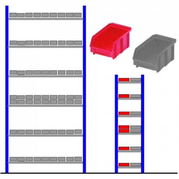 Rayonnage avec bacs éco Bleu - Rouge Départ - 120 bacs - grande capacité 25L - Marque Rolléco_0