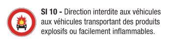 Signalisation d'interdiction - Direction interdite aux véhicules transportant des produits explosifs ou inflammables - SI 10_0