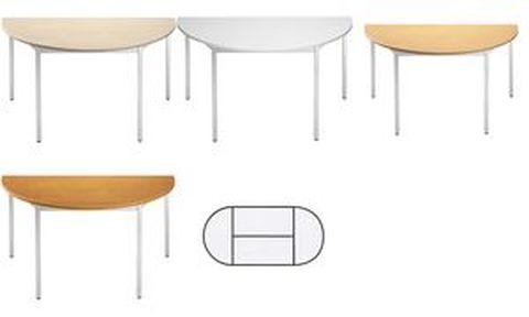 SODEMATUB Table de réunion demi-rond 126DREA - Érable et aluminium - Modulaire, diamètre 1200 mm_0
