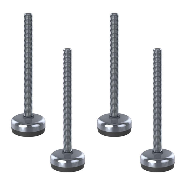 Pied de nivellement en acier inoxydable 12x150x50mm base et patin anti-vibration 400kg-Set of 4_0