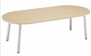 Table de réunion oblong ou tonneau - plateau mélaminé 25 mm - piètement métal avec vérins_0