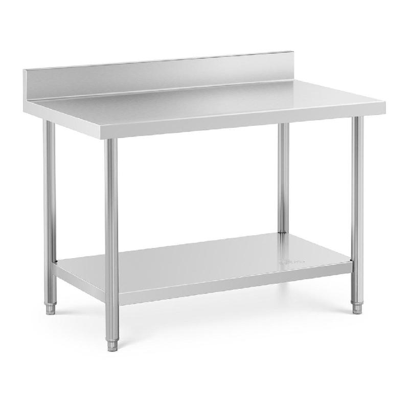 Table de travail cuisine professionnelle acier inox avec dosseret 120 x