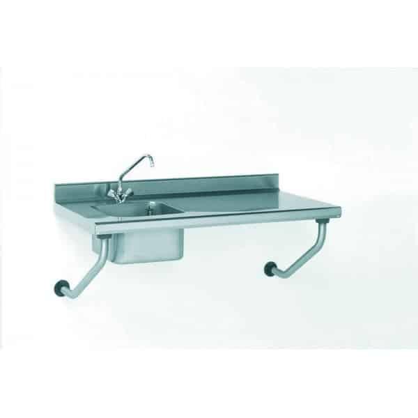Table inox suspendue sur-mesure à dosseret avec robinet largeur 700 mm bac à gauche (Longueur, mm: 1801 à 2000 Réf-604456G-44)_0
