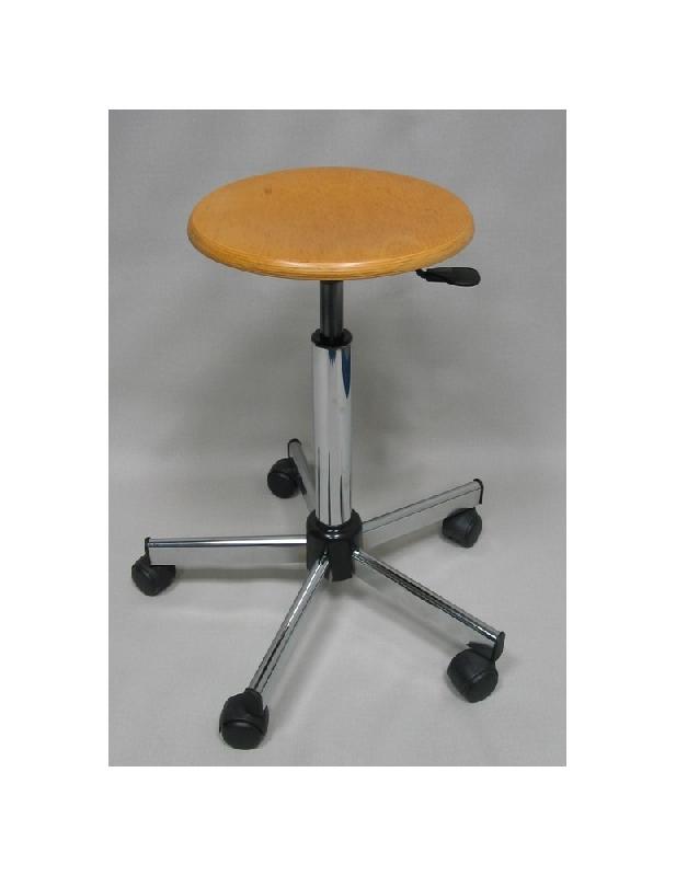 Tabouret en bois - Assise hêtre multiplis vernis - Patins ou roulettes - Base polyamide - TN1121P_0
