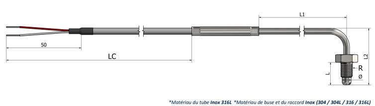 Thermistance de surface pour buse - angle 90° - HR21 - PTC KTY/NTC - câbles haute température_0