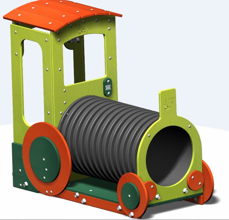 Transport locomotive inox PE gamme Microparc LocoPE4 - structure de jeux à thèmes pour enfants de 8 mois à 7 ans - Créa Équipements_0