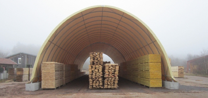 Tunnel de stockage / ouvert / structure en acier / ancrage au sol avec platine_0