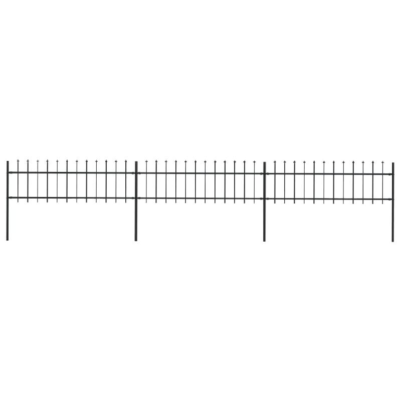 Vidaxl clôture de jardin avec dessus en lance acier 5,1 x 0,6 m noir 277595_0