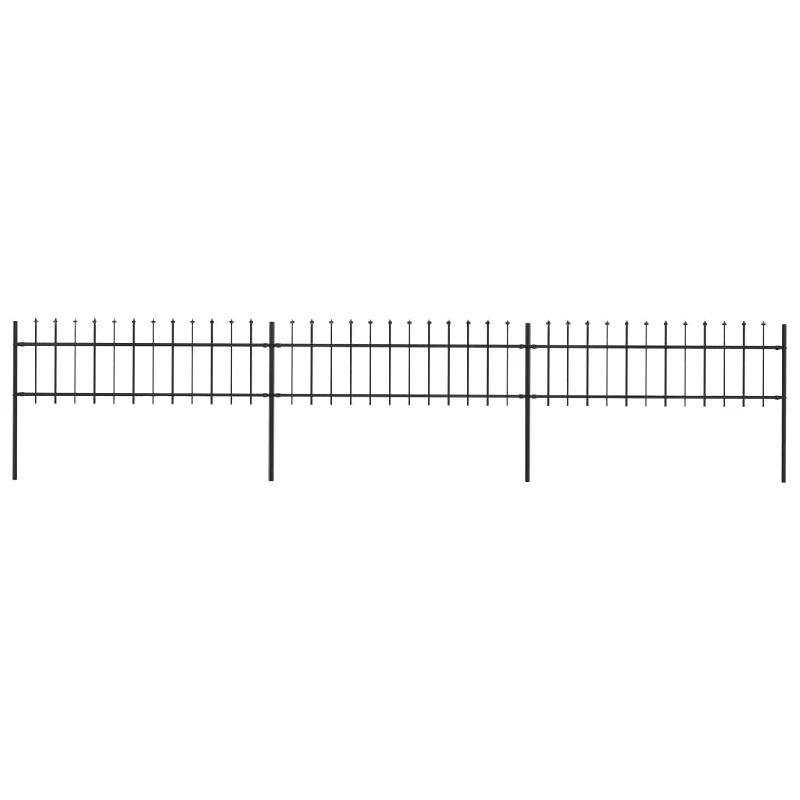 Vidaxl clôture de jardin avec dessus en lance acier 5,1 x 0,6 m noir 277595_0